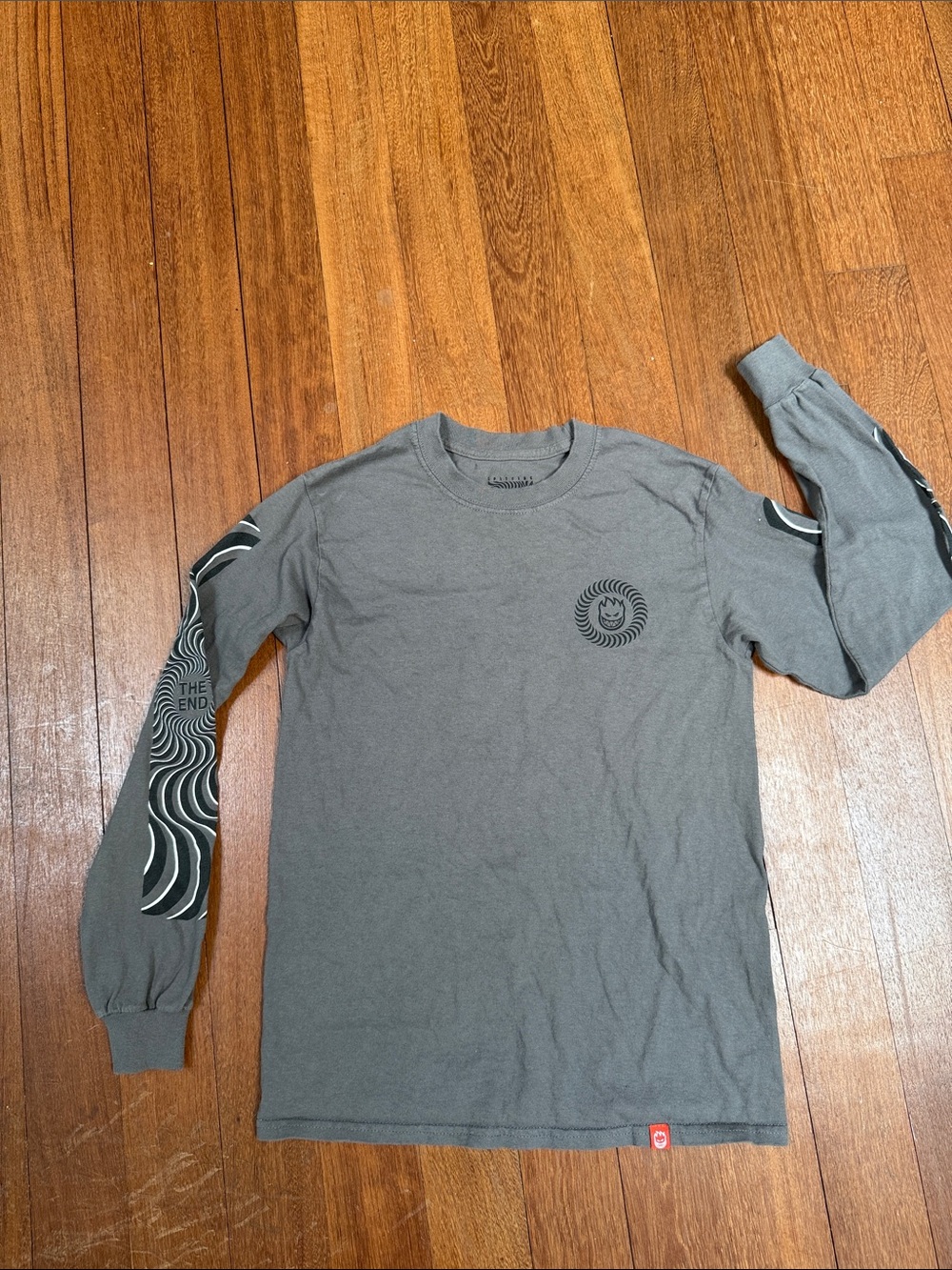 Spitfire Wheels Long Sleeve Graphic T-Shirt Gray Youth XL / Men’s S Skate